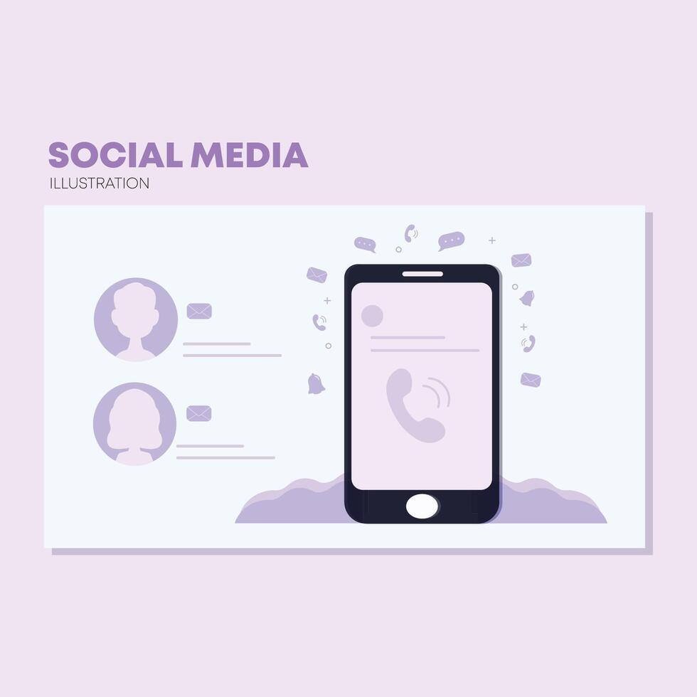 aterrizaje página modelo social medios de comunicación modelo sencillo concepto personas con teléfono inteligente vector