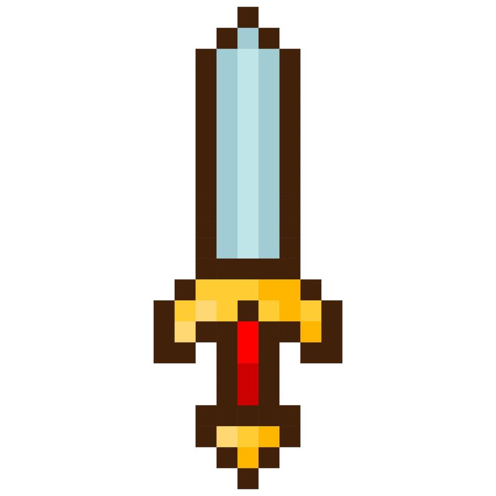 Sword for 8-bit games. Vector icon in pixel art style