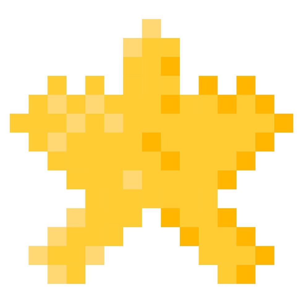 Star for 8-bit games. Vector icon in pixel art style