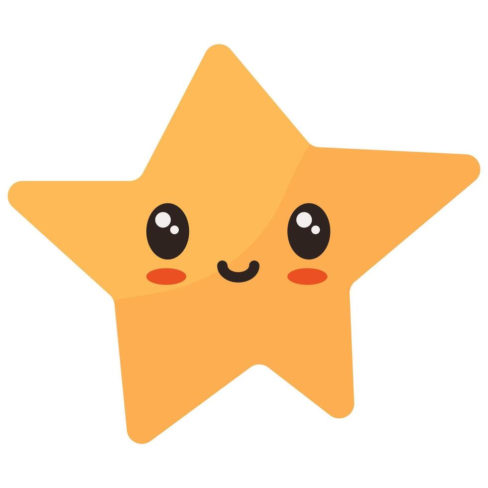 Hand-drawn star kawaii element. Vector icon