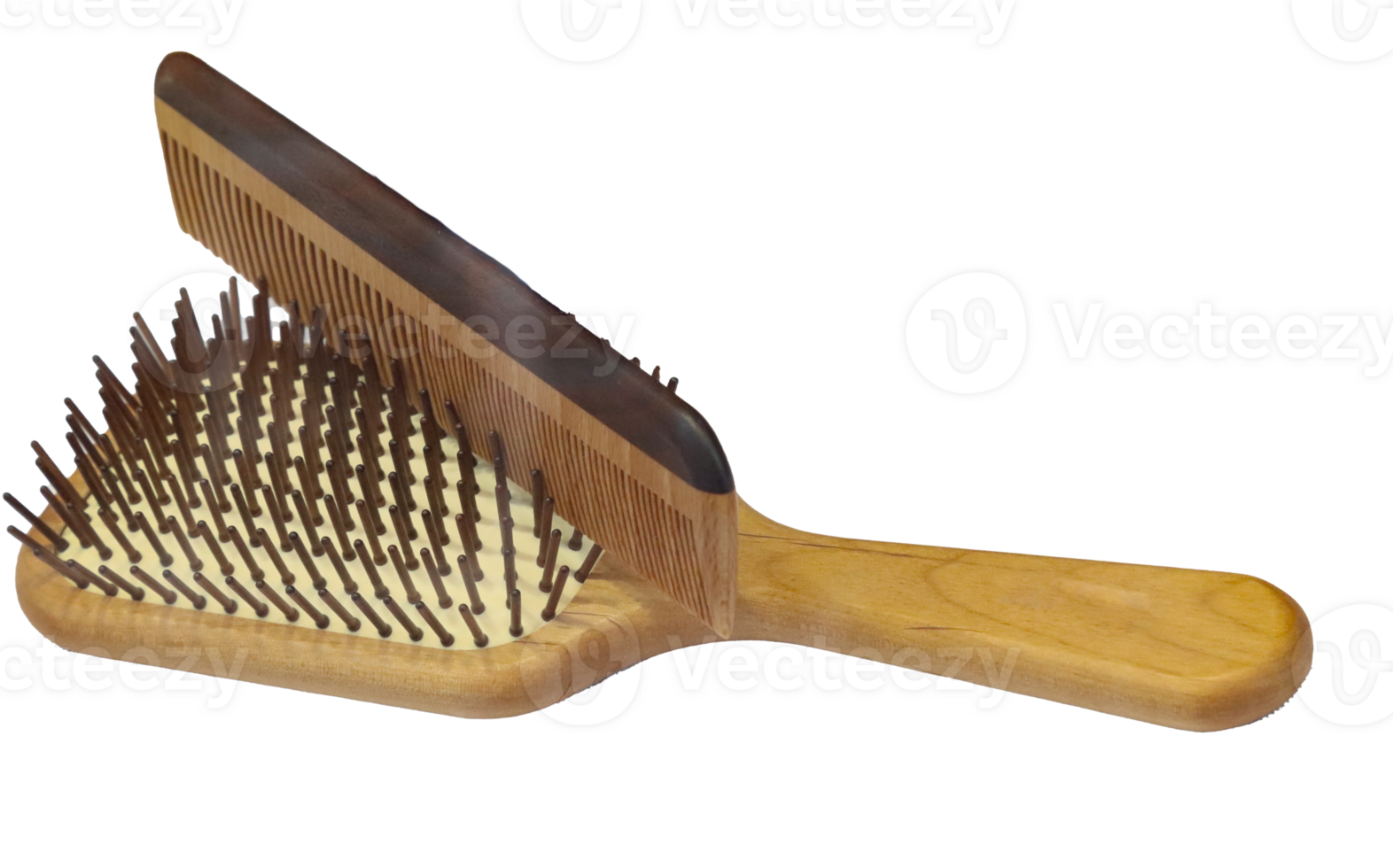 wooden female brush and comb png