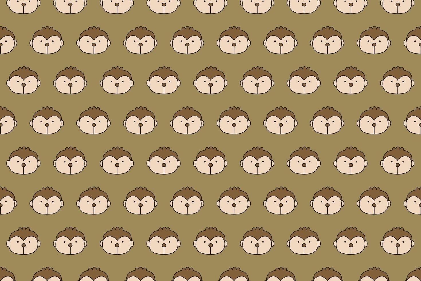 Illustration, wallpaper face of monkey on soft brown color background. vector