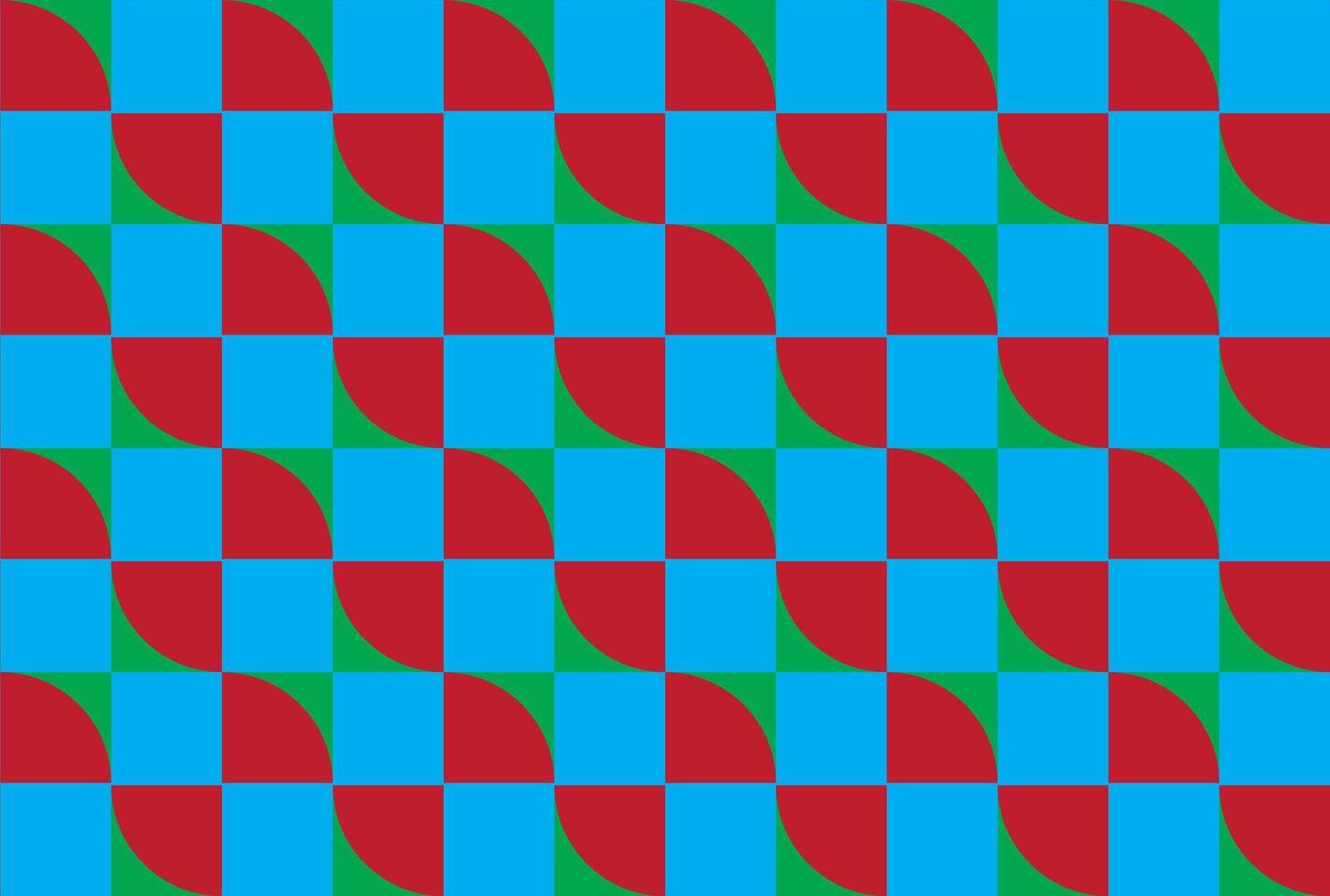 Illustration pattern, Abstract Geometric Style. Repeating Sample red and green color in square with curve line on blue background. vector