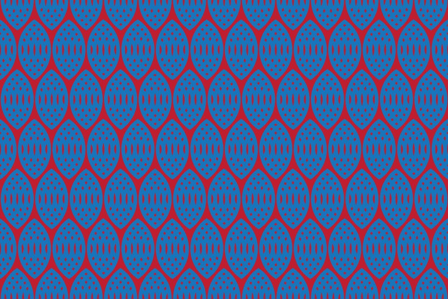 Illustration, pattern of blue rugby shape on red background. vector