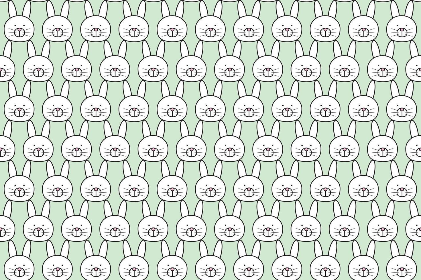 Illustration, wallpaper face of rabbit on light green color background. vector