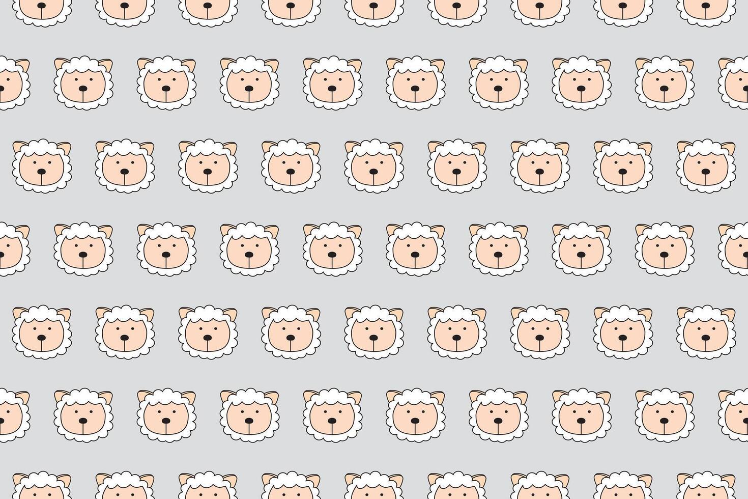 Illustration, wallpaper face of sheep on soft grey color background. vector