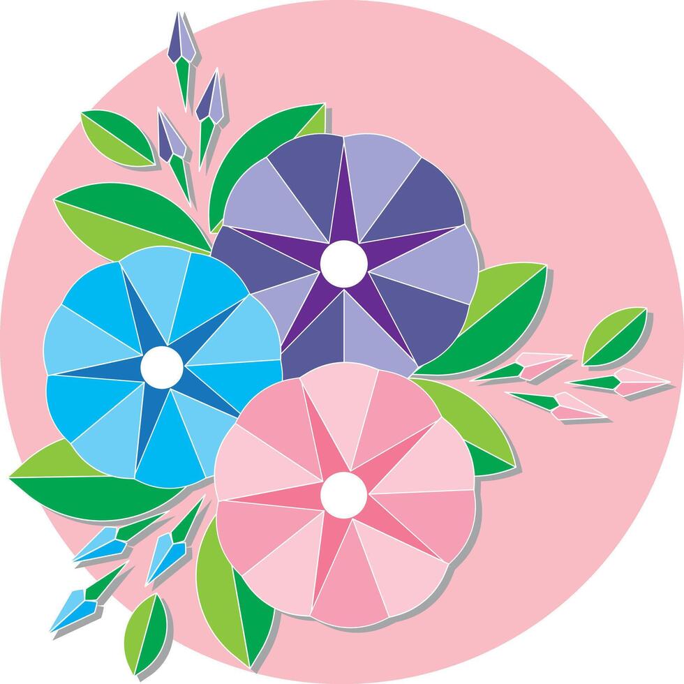 ilustración, resumen Mañana gloria flor en rosado circulo antecedentes. vector