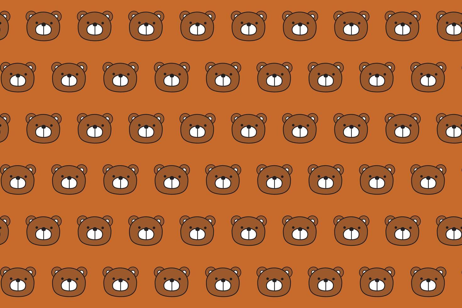 Illustration, wallpaper of bear face on brown background. vector
