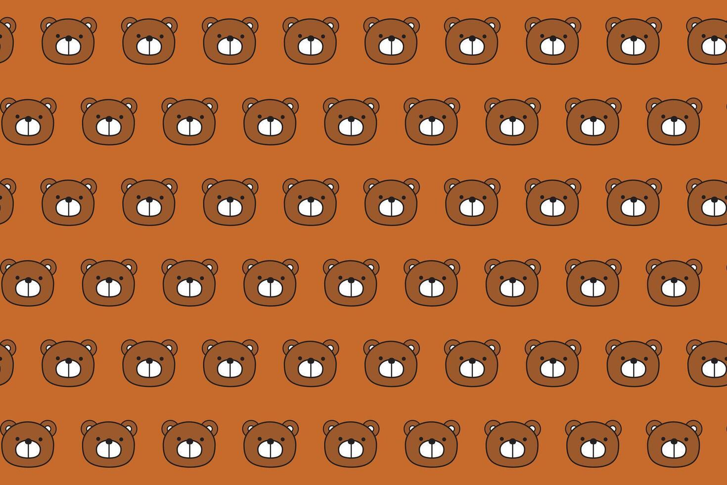 Illustration, wallpaper of bear face on brown background. vector