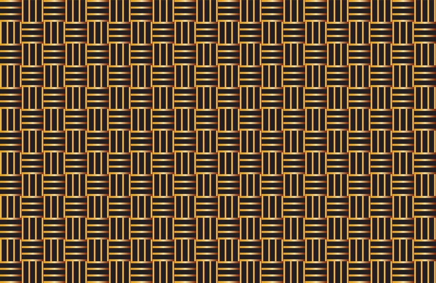 Illustration pattern weaving of golden color lines on black background. vector