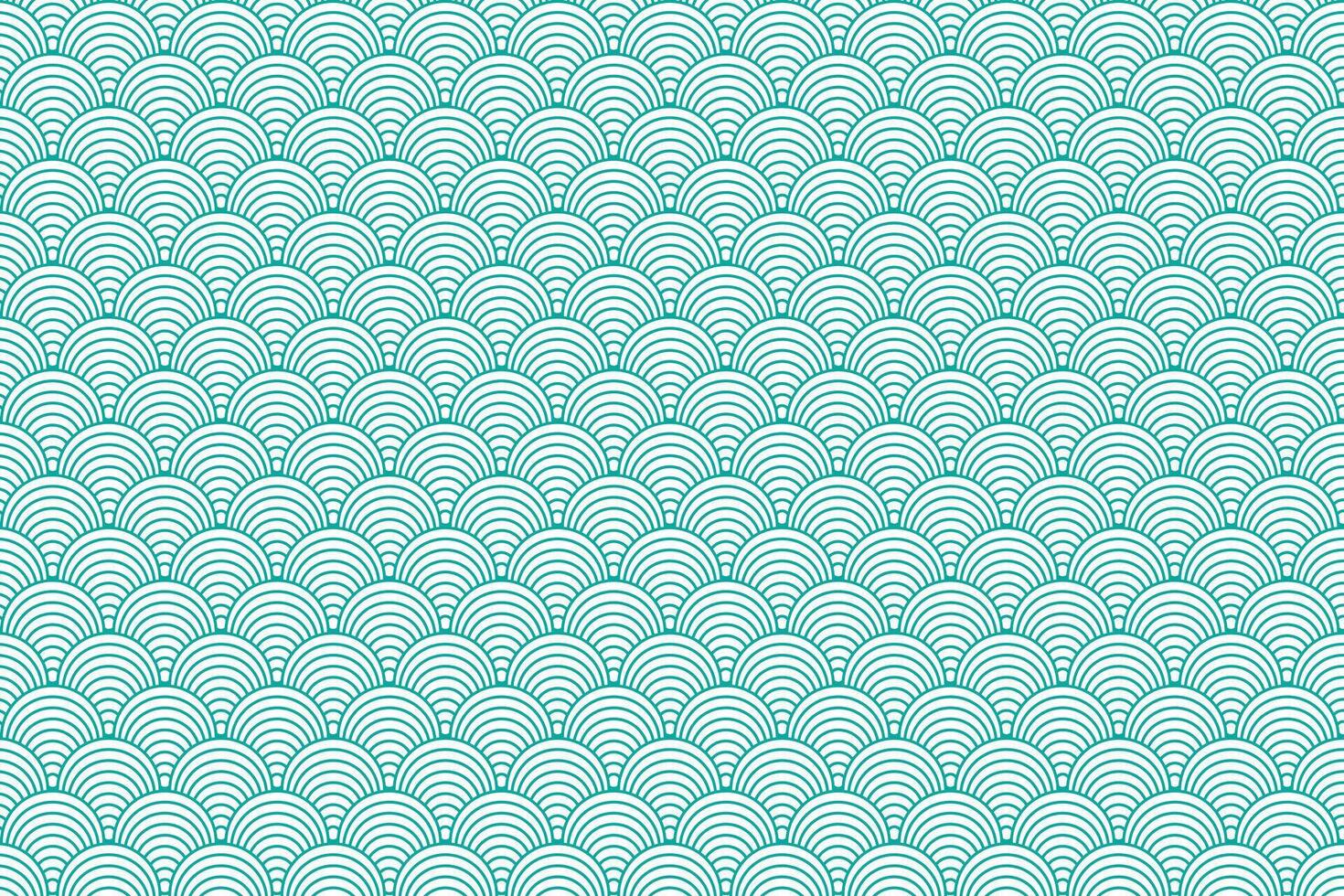 Illustration, japan wave pattern layer of green line circle on empty background. vector