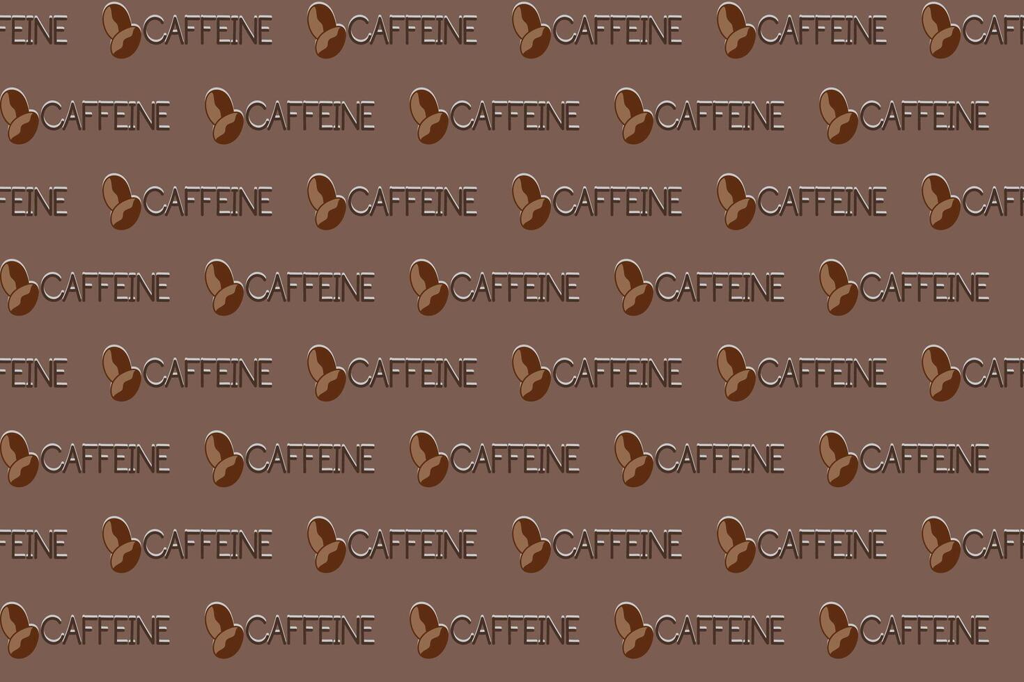 Illustration of the coffee beans with caffeine character on brown background. vector