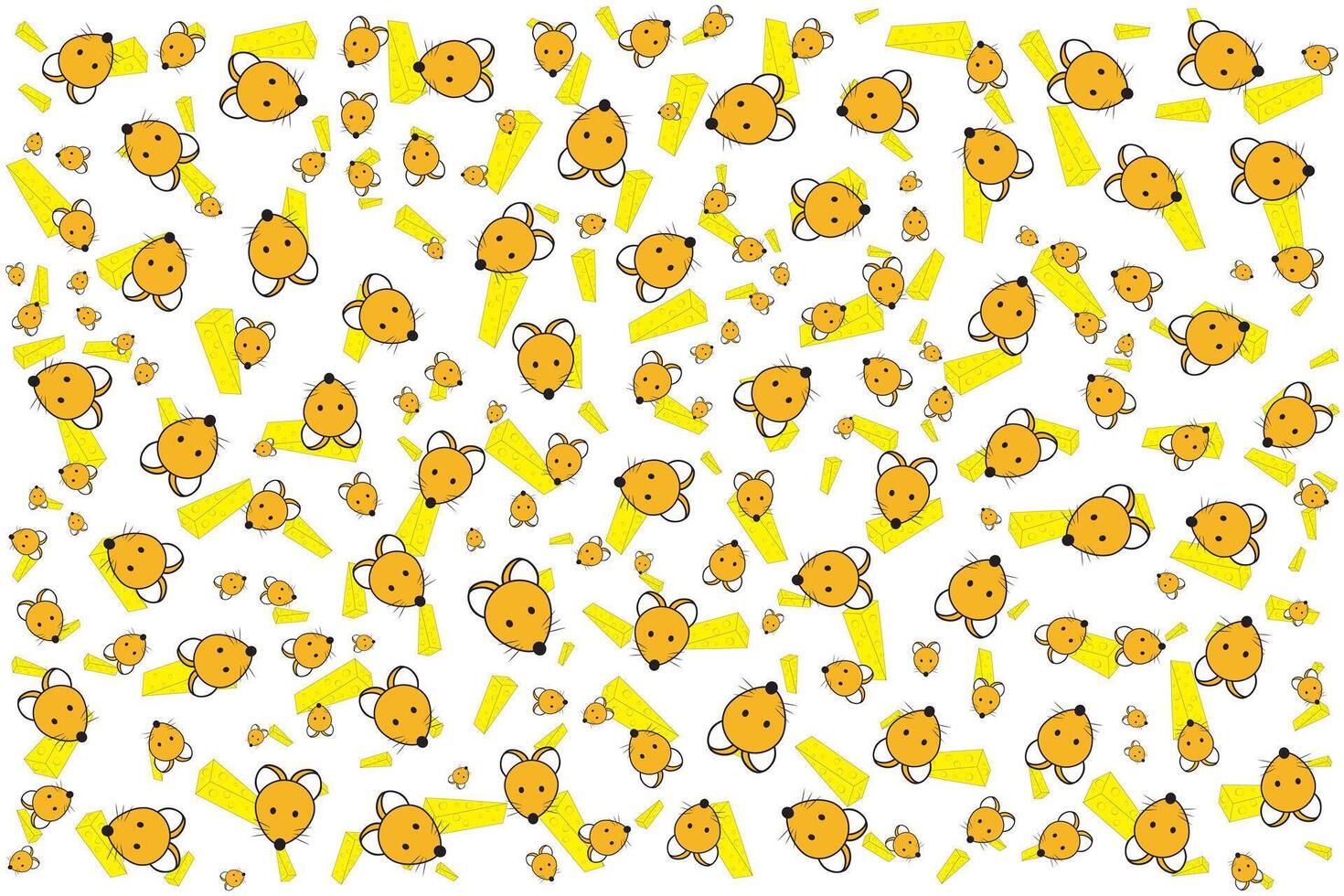 Illustration, pattern of ret face with cheese on white background. vector