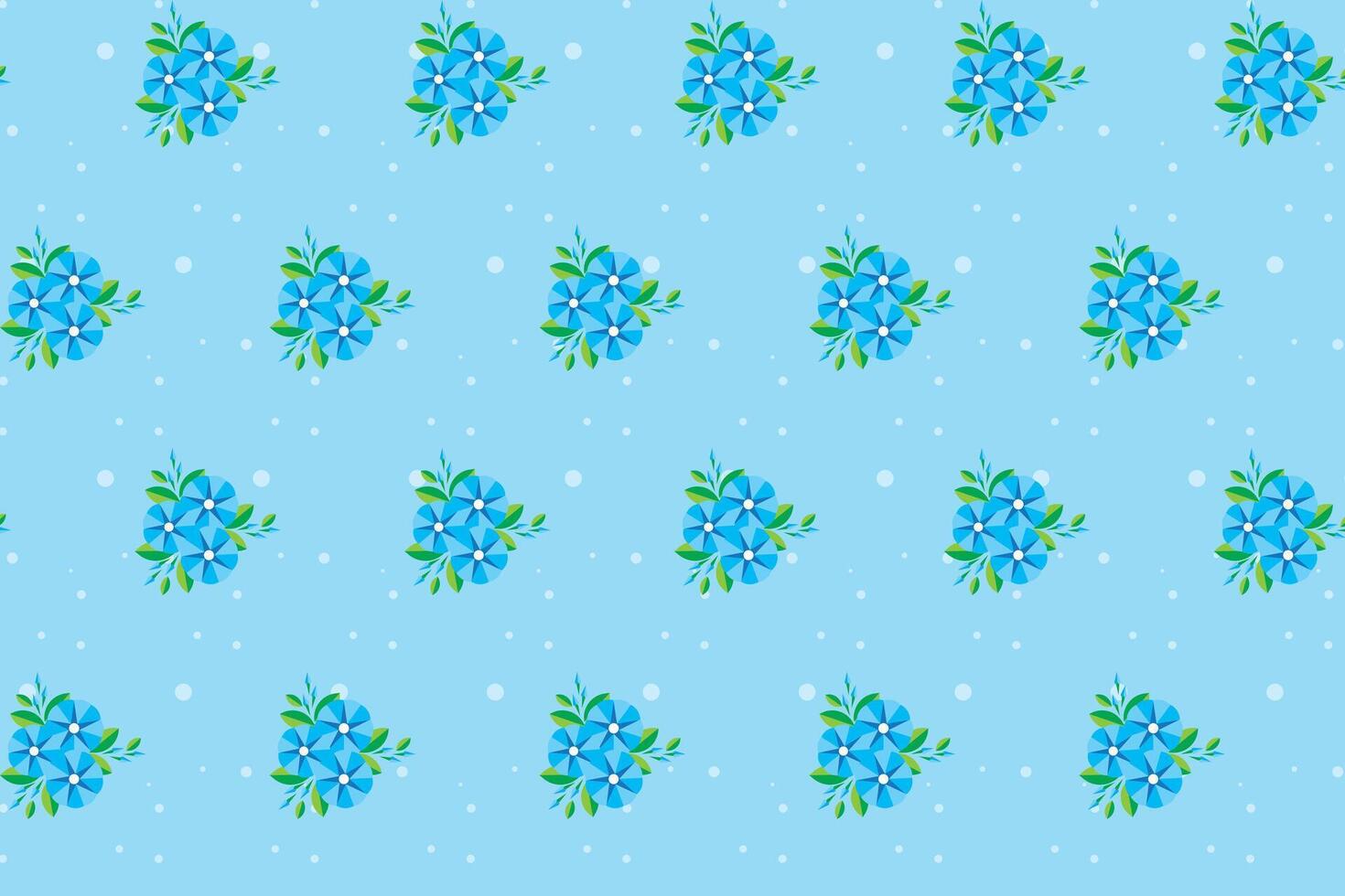Illustration, Abstract blue morning glory flower with white circle on soft blue background. vector