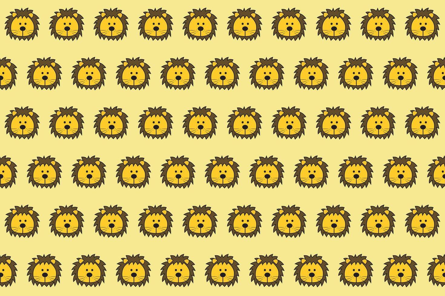 Illustration, wallpaper face of lion on yellow color background. vector