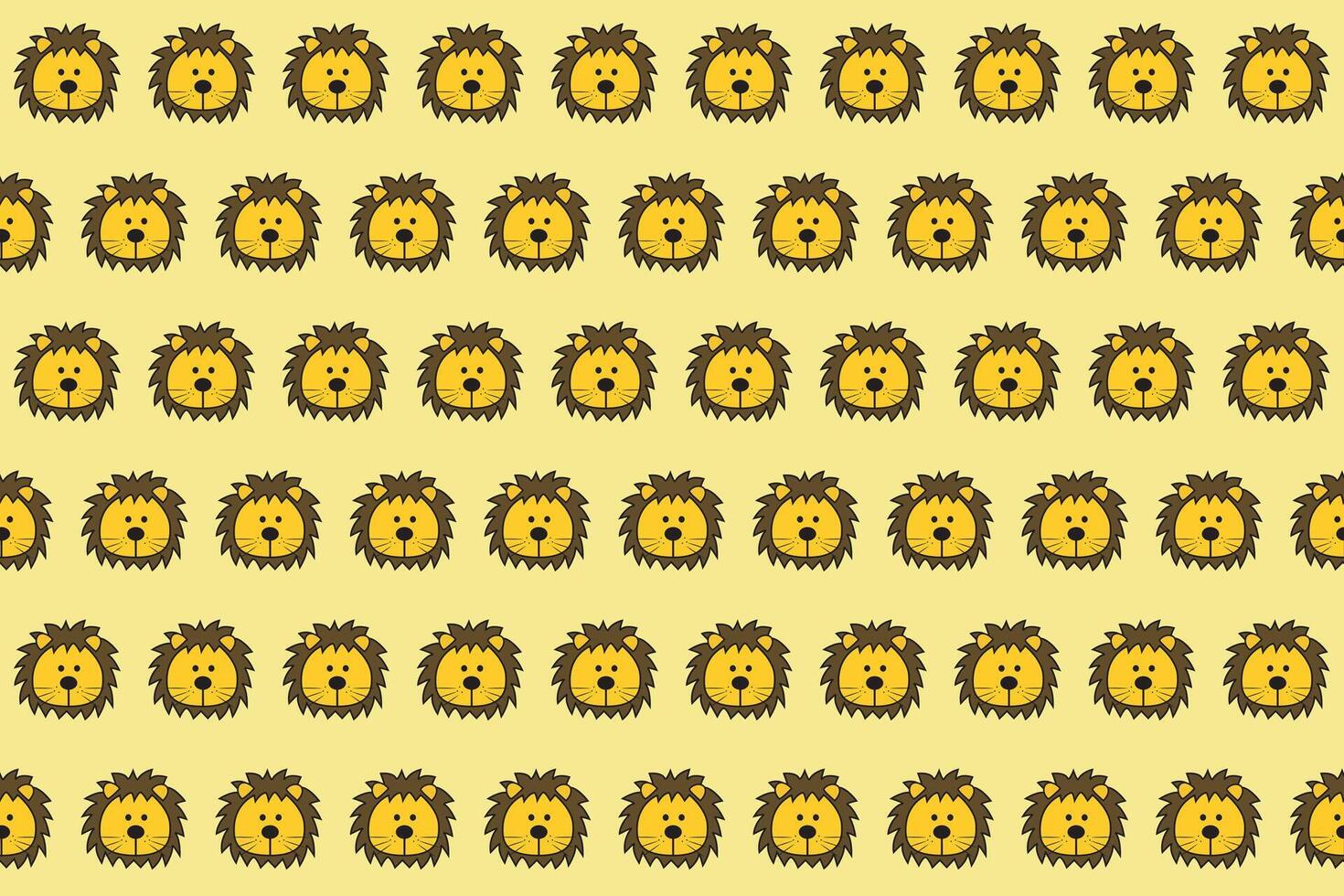 Illustration, wallpaper face of lion on yellow color background. vector