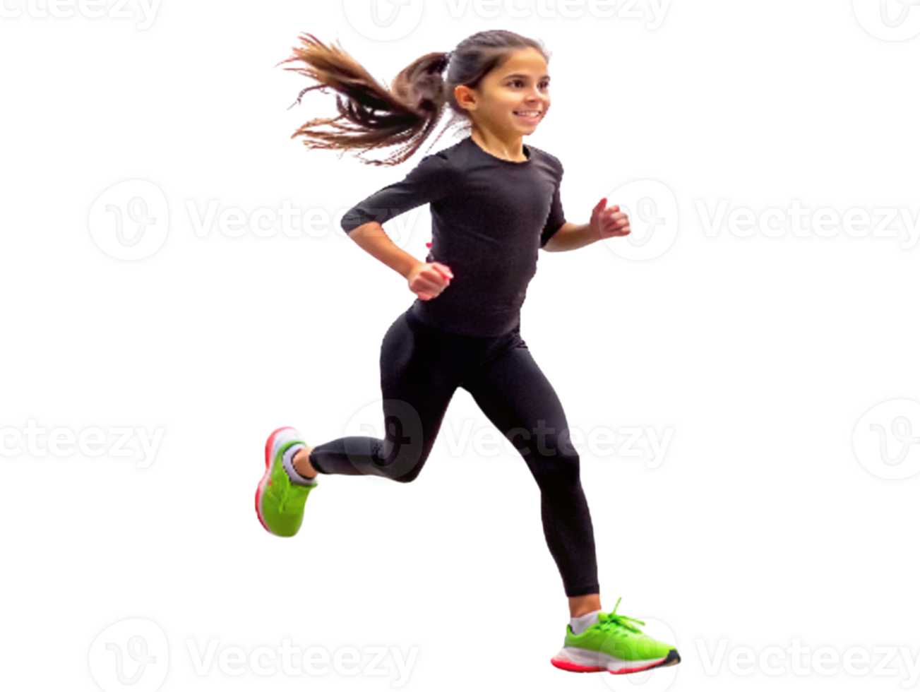 AI generated Youthful energy girl running on isolated background png