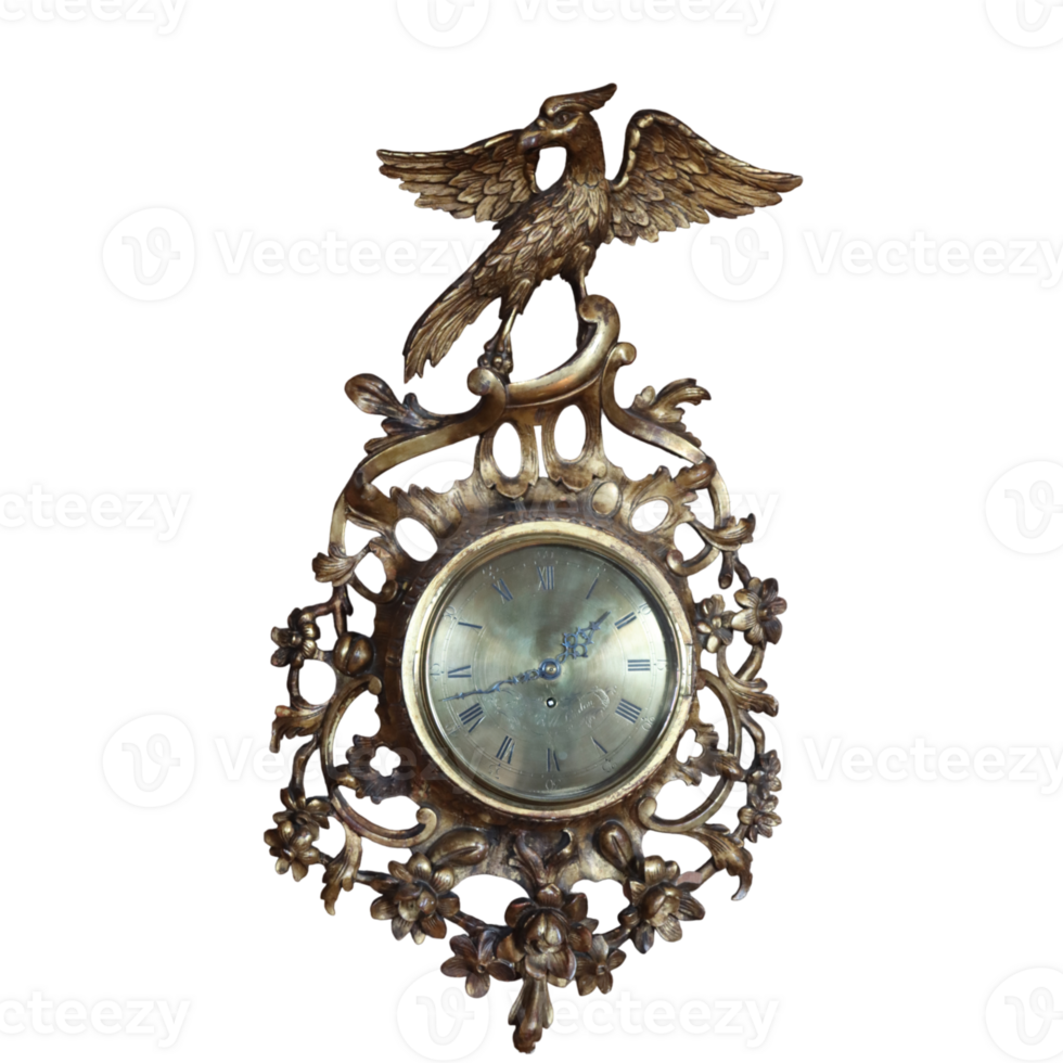 Antique bronze wall clock with eagle emblem png