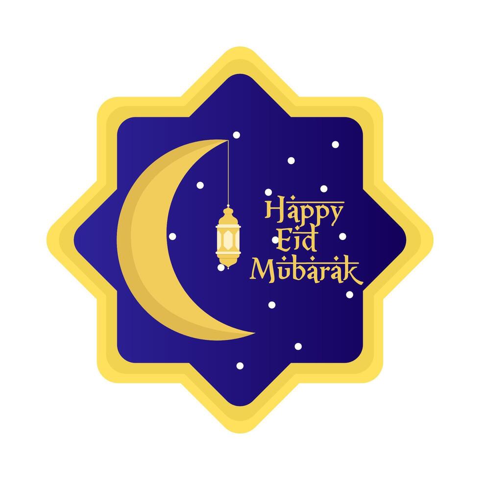 happy eid mubarak greetings badge star illustration vector