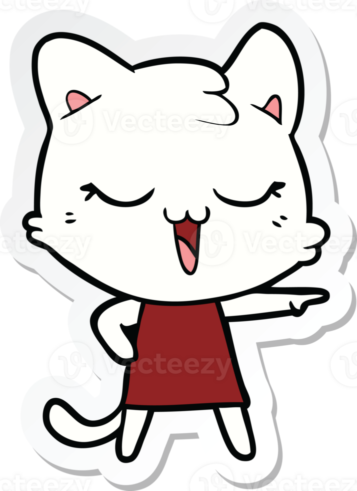 sticker of a happy cartoon cat png