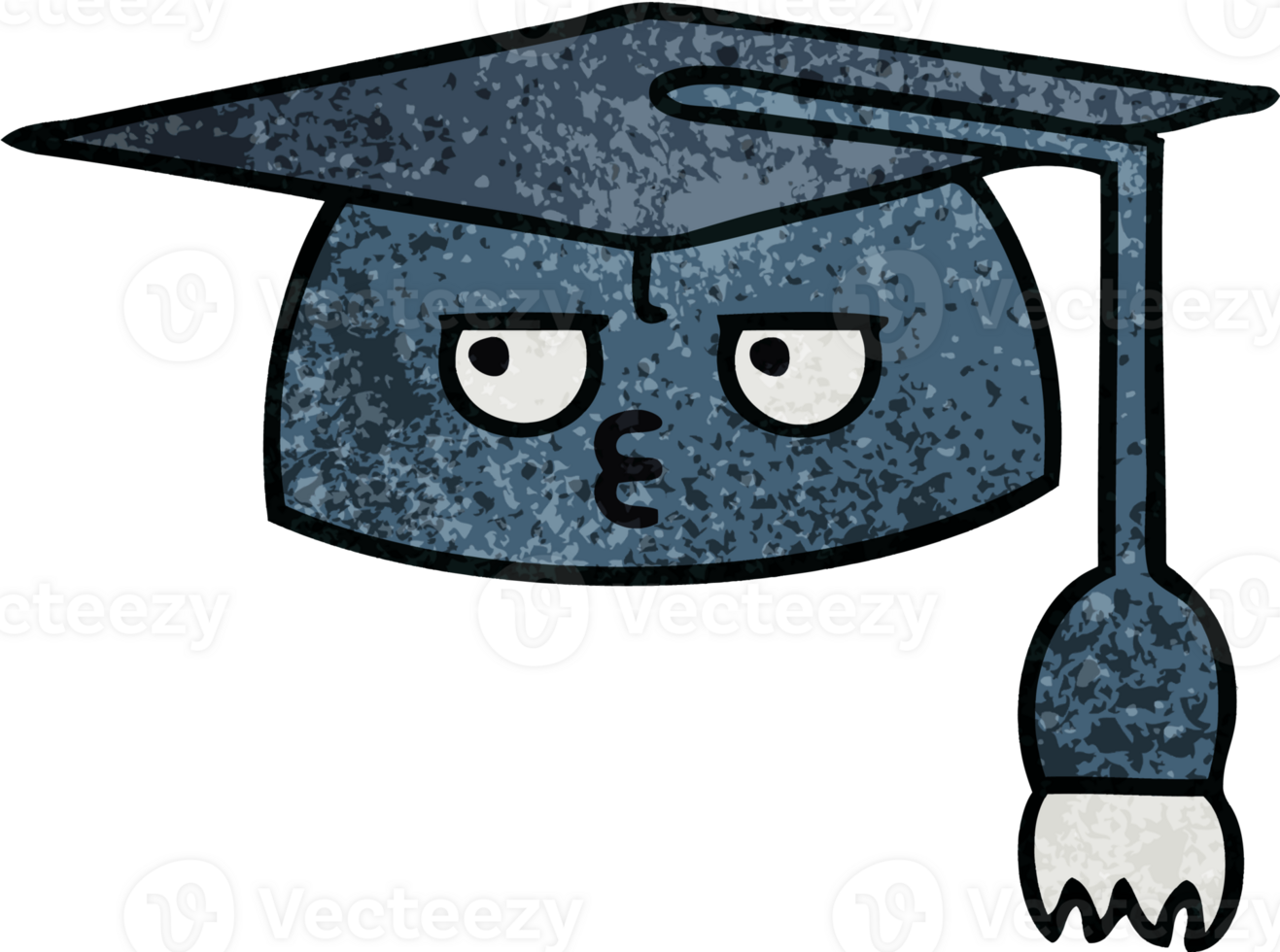 retro grunge texture cartoon of a graduation hat png