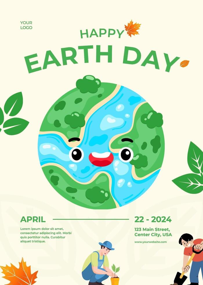 Happy Earth Day Greeting Card template