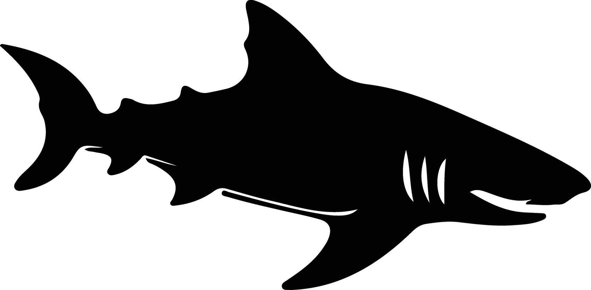 tiburón peregrino negro silueta vector