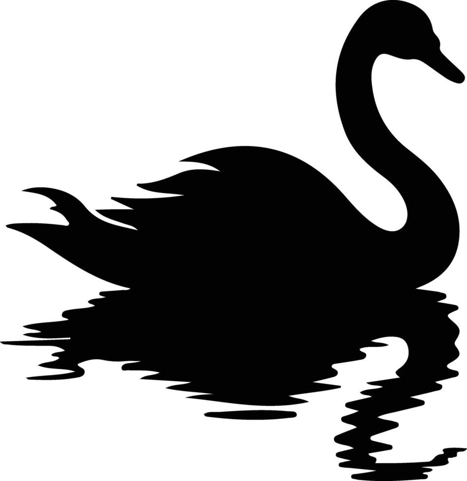 cisne negro negro silueta vector