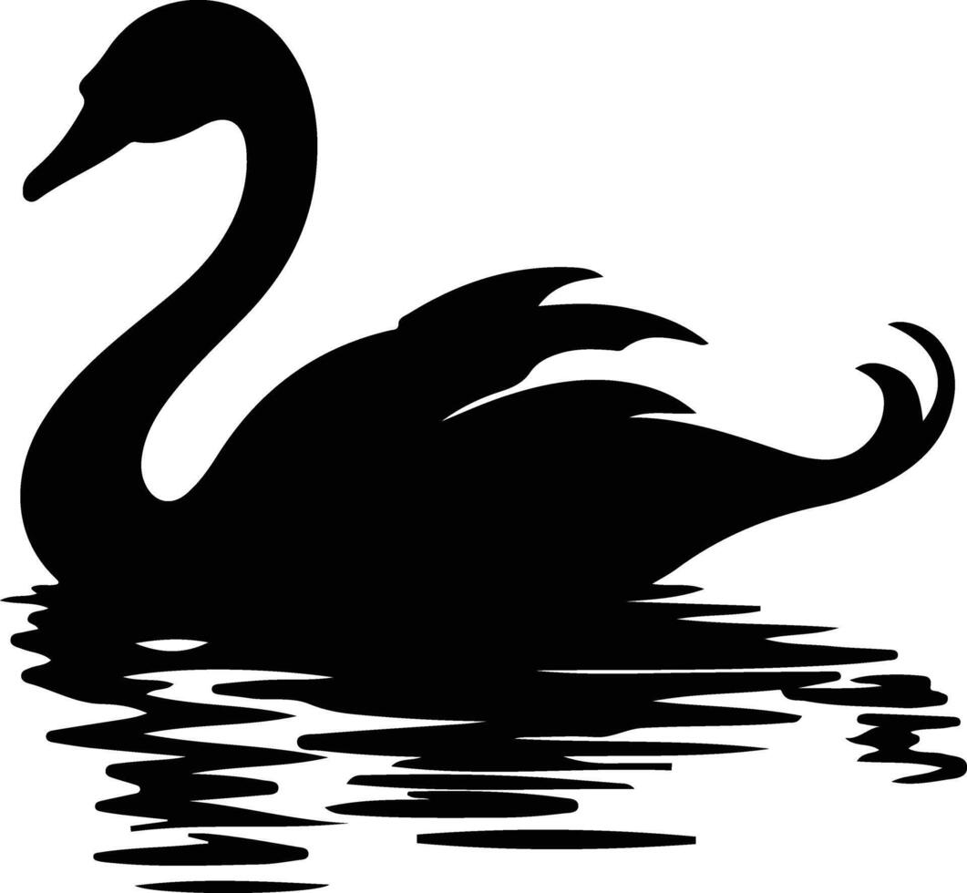 cisne negro negro silueta vector