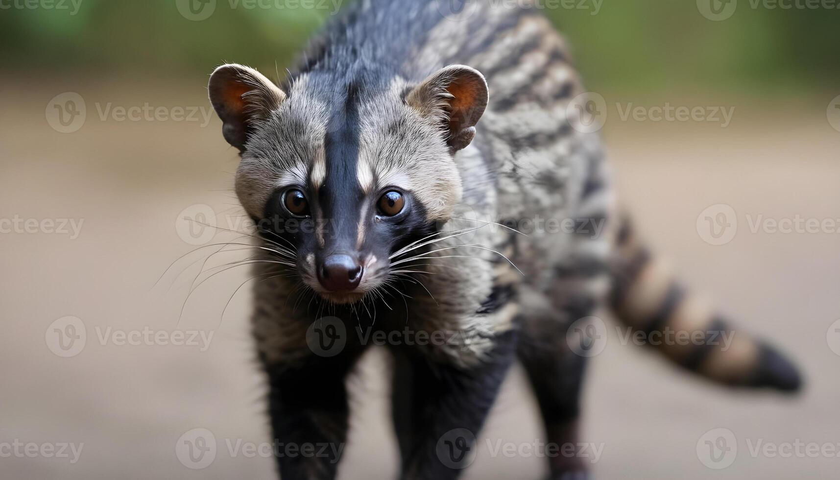 AI generated Luwak coffee eats ripe robusta coffee berries. photo