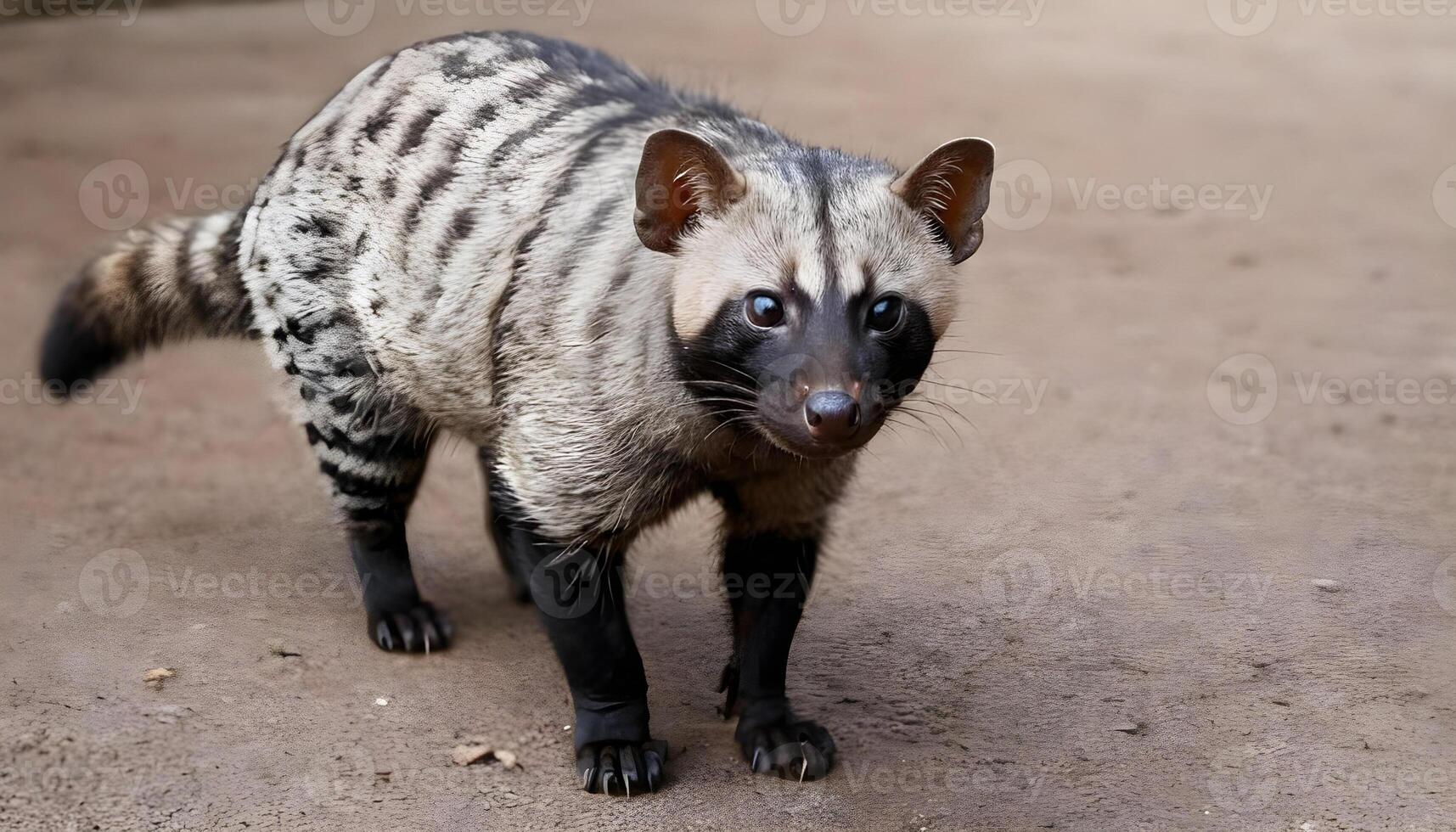 AI generated Luwak coffee eats ripe robusta coffee berries. photo