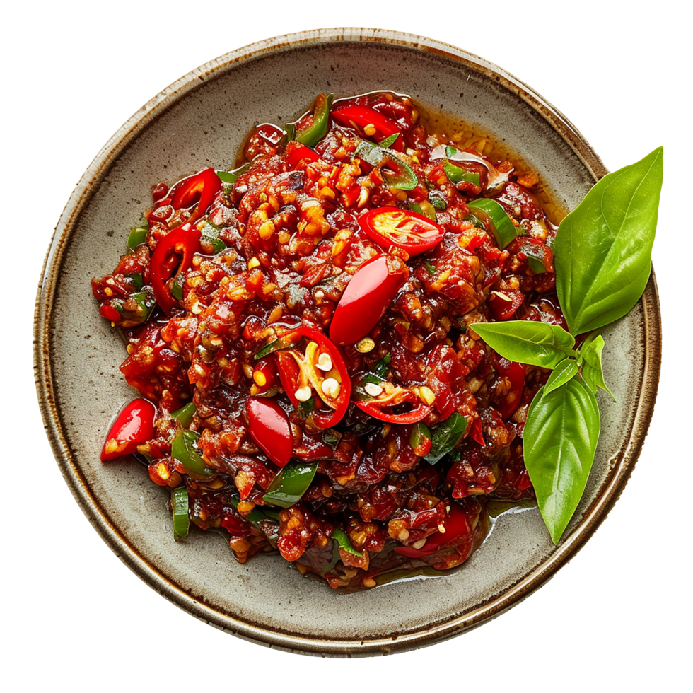 AI generated Plate of Sambal png isolated on transparent background
