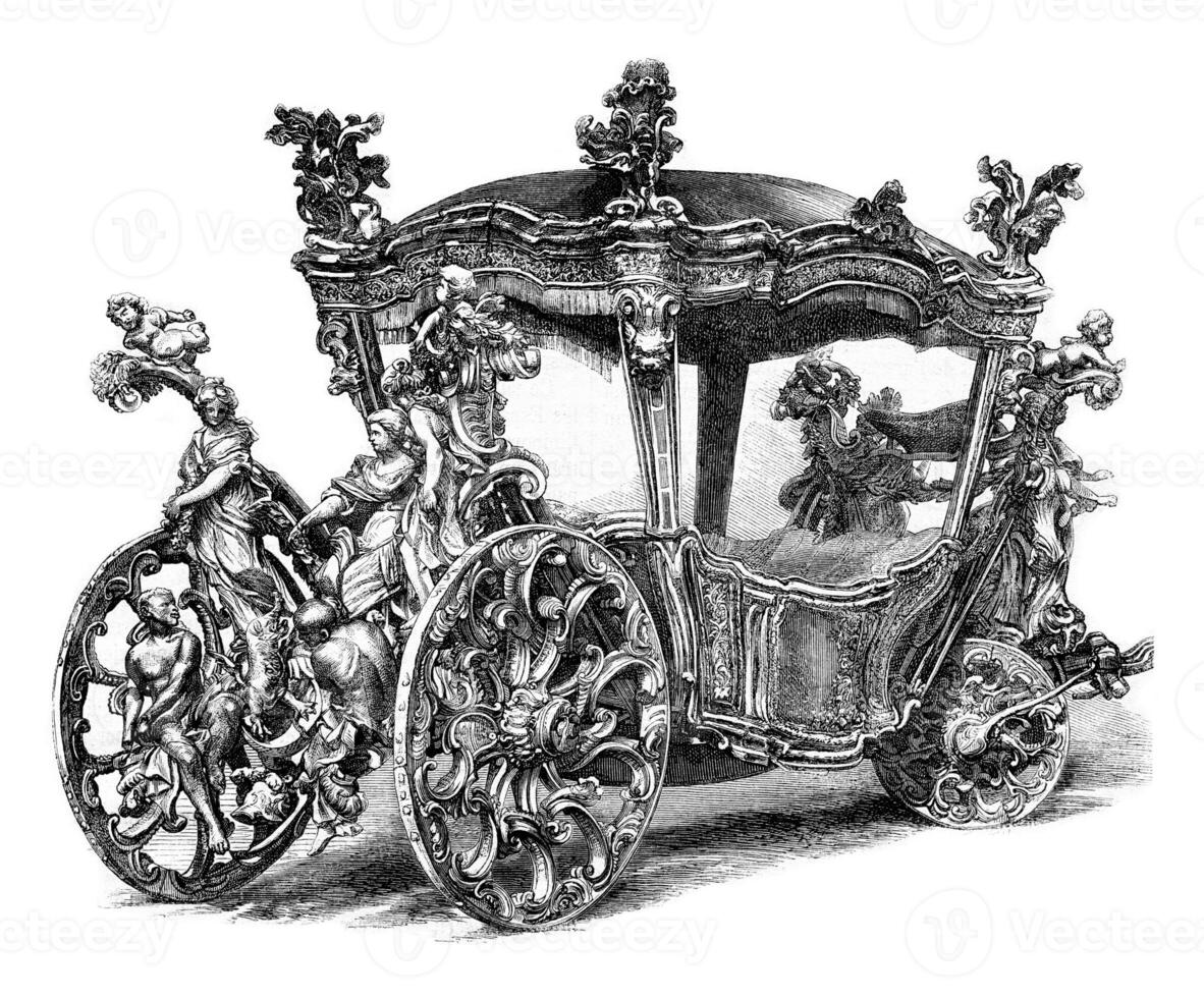 Gala car of King John IV of Portugal. Drawing Feart, after a photograph of J. Lawrence. photo