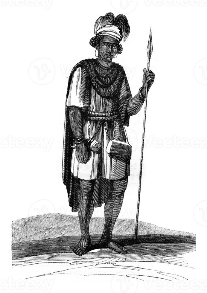 Fulani warrior edges of Senegal, vintage engraving. photo