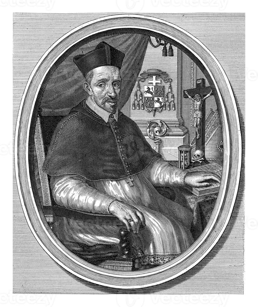 Portrait of Vicar Apostolic Sasbout Vosmaer, Francois van Bleyswijck, after unknown, 1681 - 1726 photo