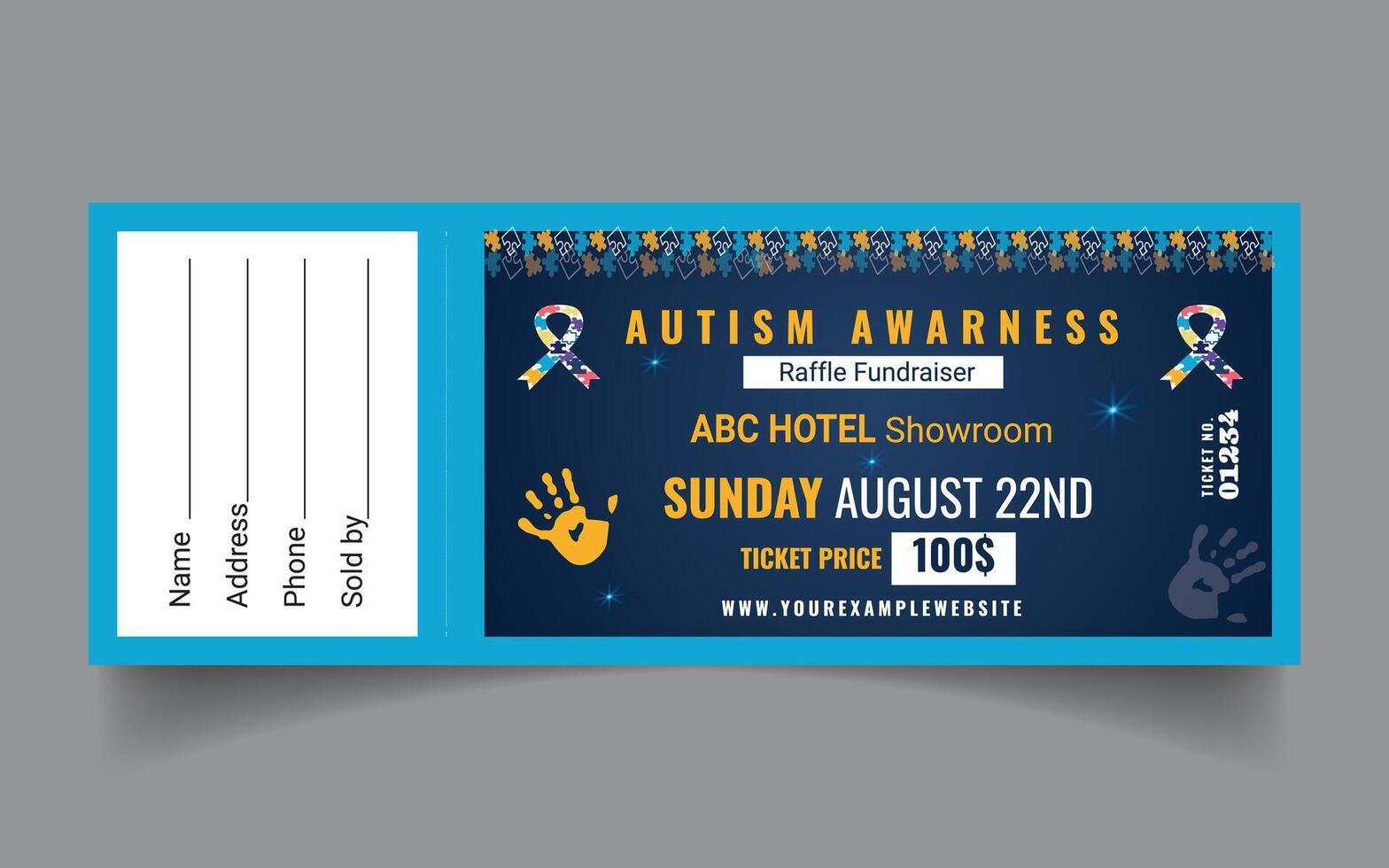 Tickets Design for Tickets Design for awareness Autism Awareness Raffle Ticket Autism Awareness Raffle Ticket vector