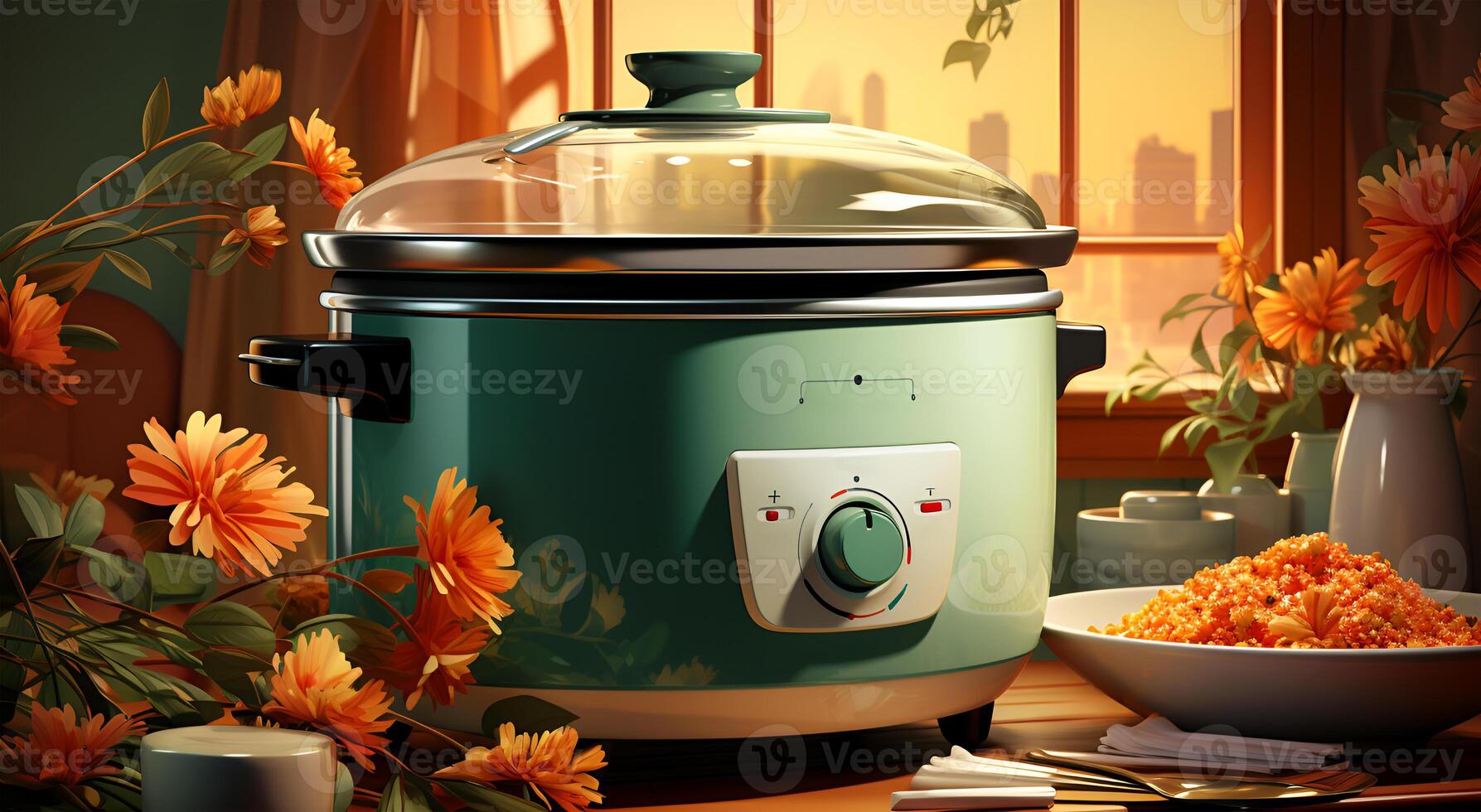 AI generated View of a Beautiful rice cooker for cooking rice photo