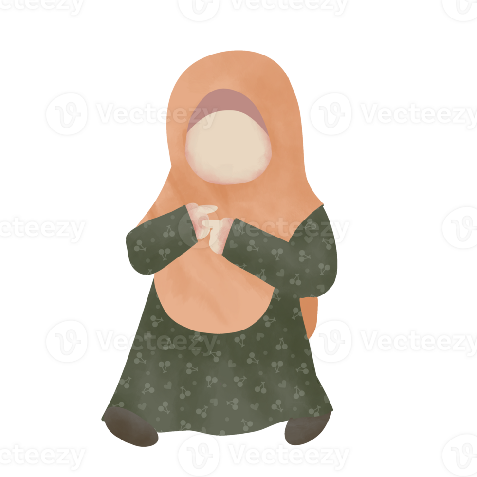 illustration of cute musimah faceless png