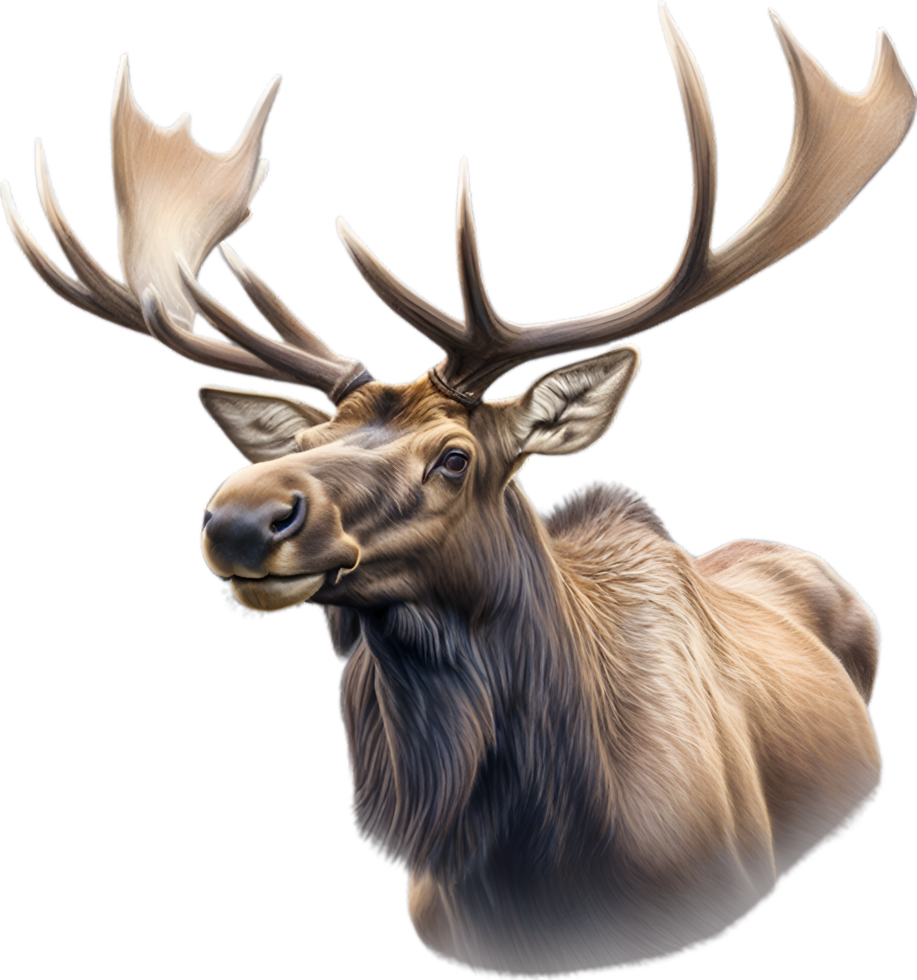 AI generated Moose, Close-up colored-pencil sketch of Moose, Alces alces. png
