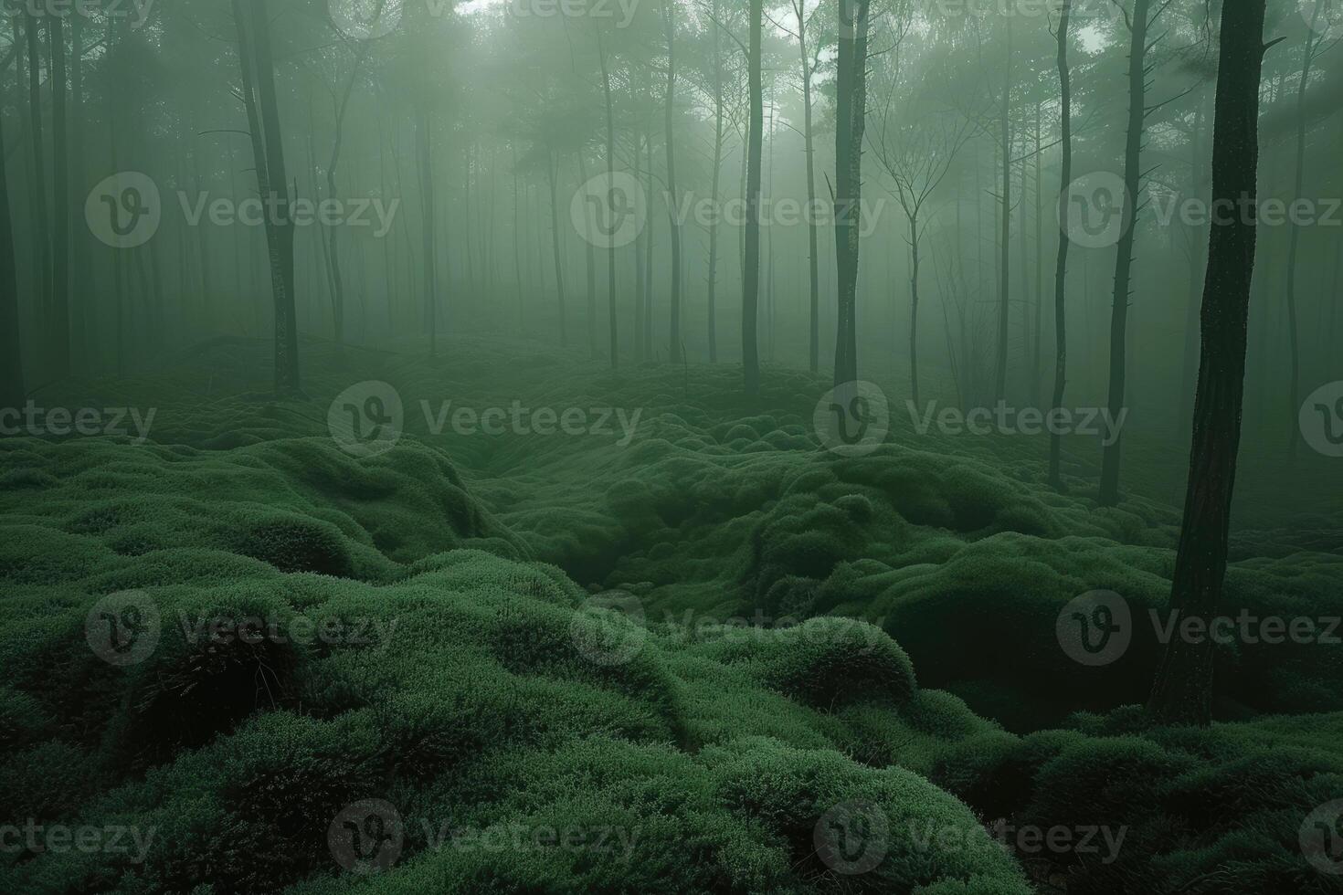 AI generated scary green dark forest nature professional photography photo