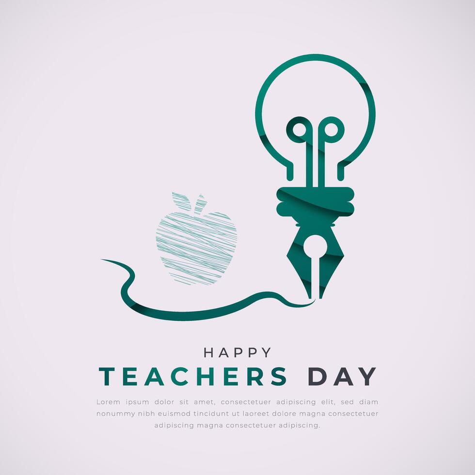 Happy Teachers Day Paper cut style Vector Design Illustration for Background, Poster, Banner, Advertising, Greeting Card