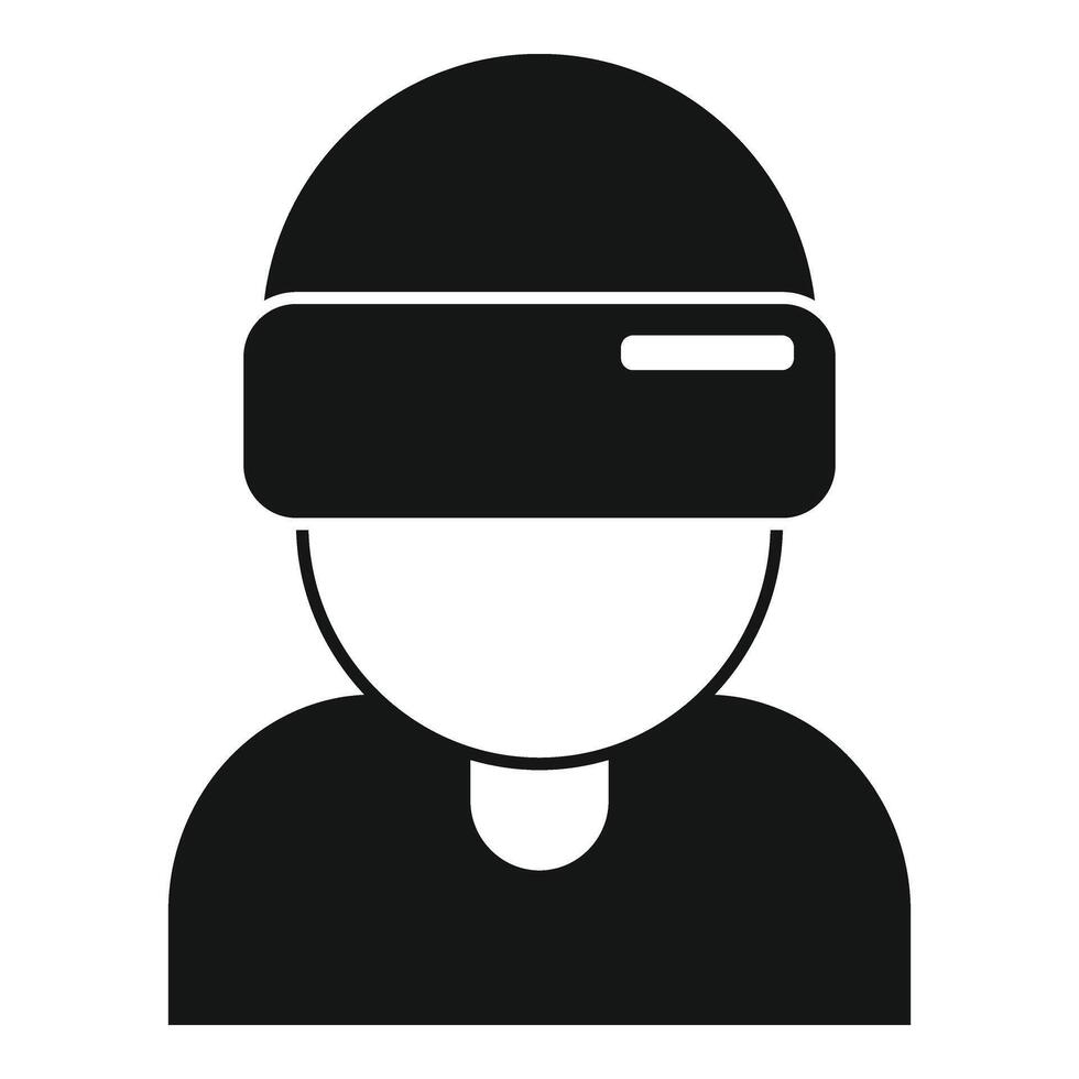 Person wearing vr glasses icon simple vector. Game tech platform vector