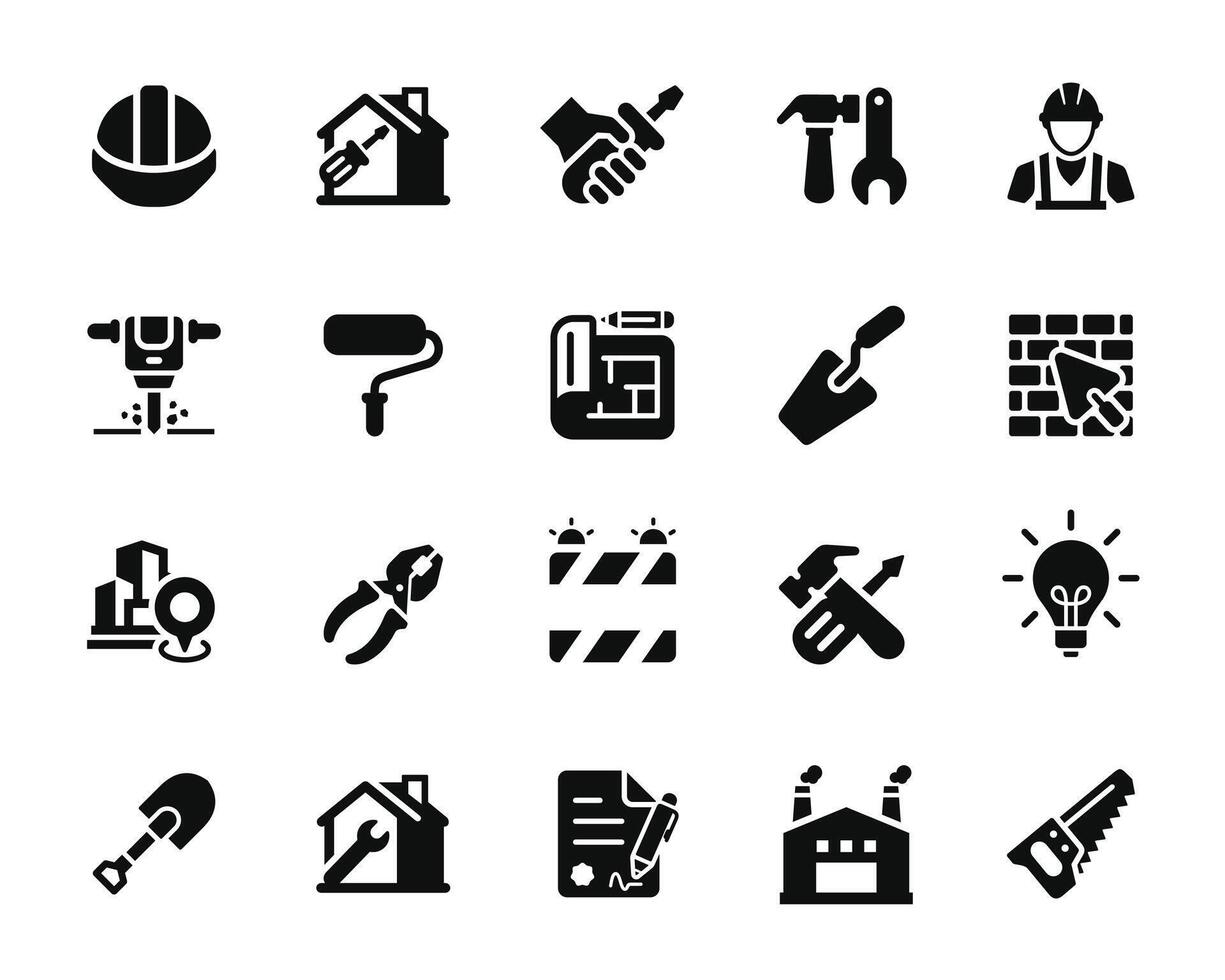 Construction icon set isolated on white background vector