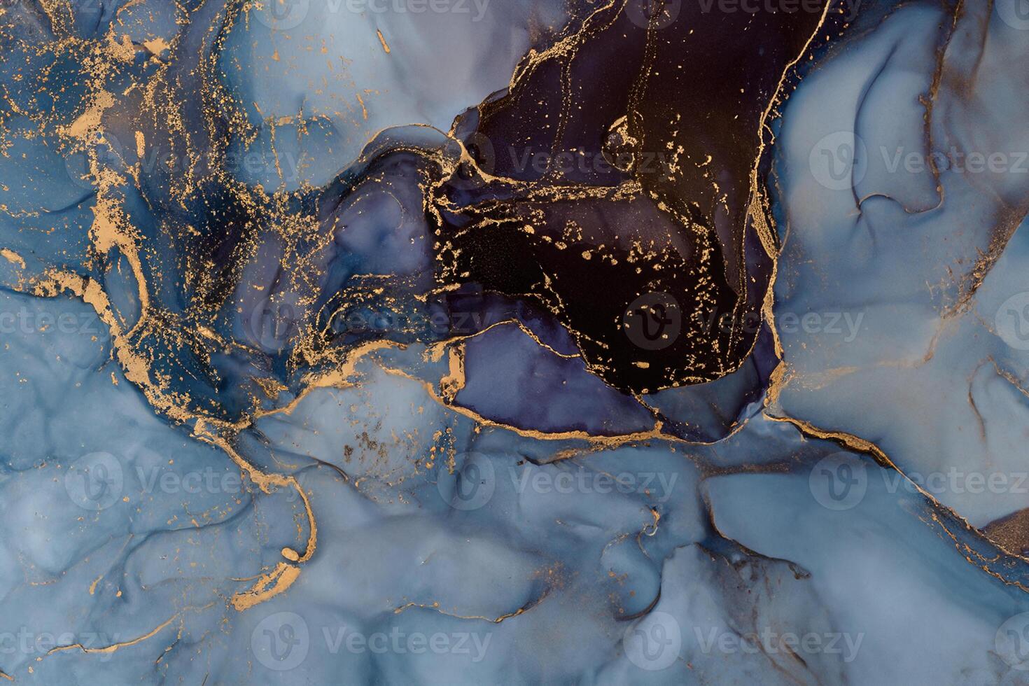 Currents of translucent hues, snaking metallic swirls, and foamy sprays of color shape the landscape of these free-flowing textures. Natural luxury abstract fluid art painting in alcohol ink technique photo