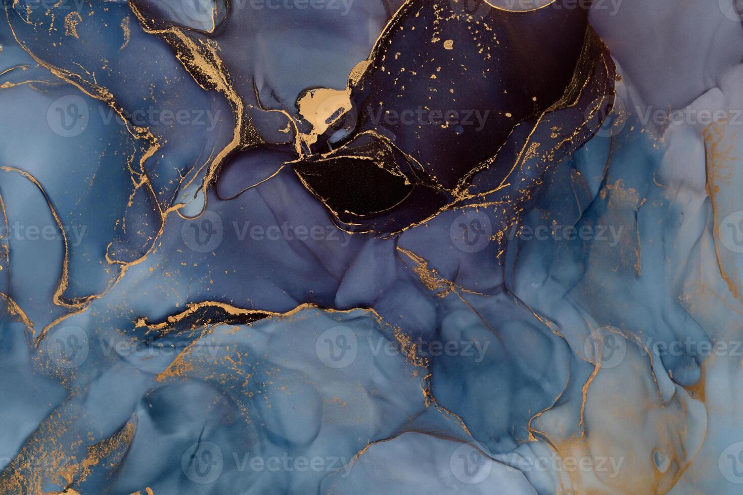 Currents of translucent hues, snaking metallic swirls, and foamy sprays of color shape the landscape of these free-flowing textures. Natural luxury abstract fluid art painting in alcohol ink technique photo