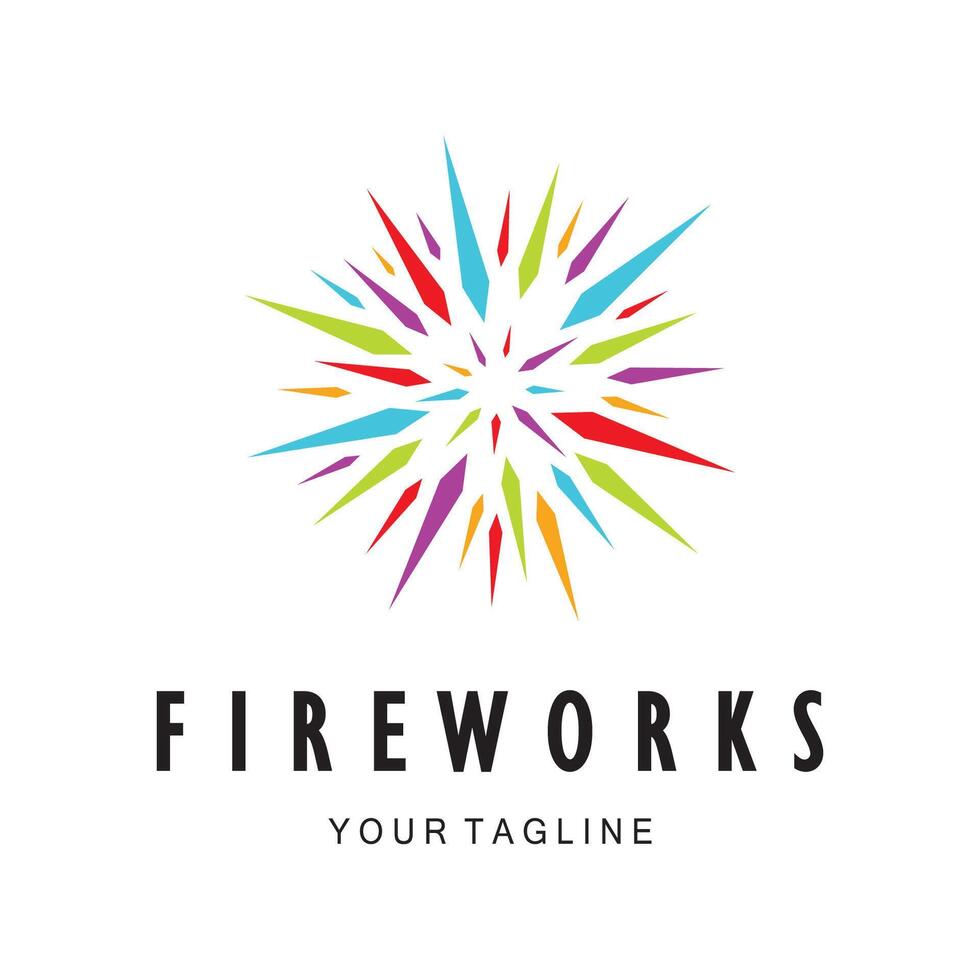 Fireworks logo design with creative colorful sparks in modern style.logo for business,brand,celebration,fireworks,firecrackers vector