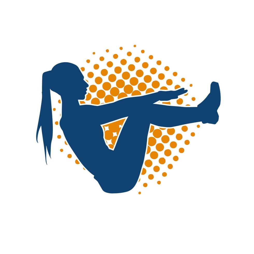 silueta de un Delgado deportivo mujer haciendo pilates ejercicio. silueta de un deportivo hembra haciendo físico ejercicio. vector