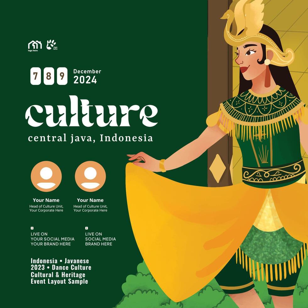 Cell shaded hand drawn illustration of Indonesian culture Kukila Dance Surakarta vector