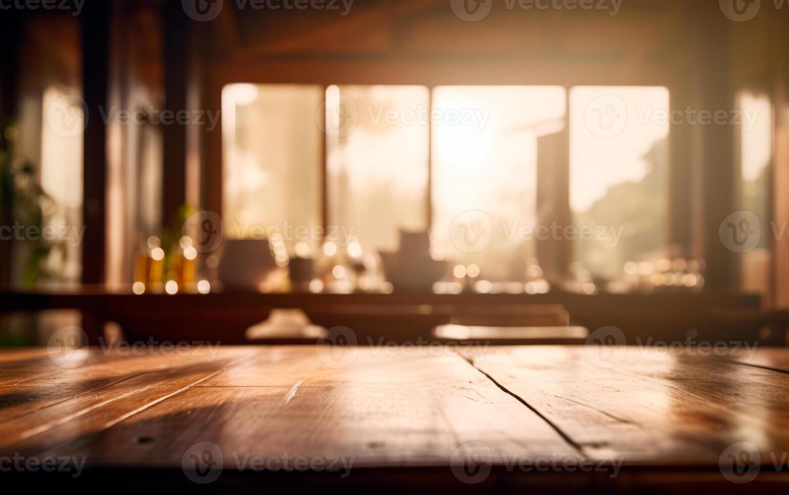 AI generated Generated imWooden countertop of bar with empty space for product presentation.age photo