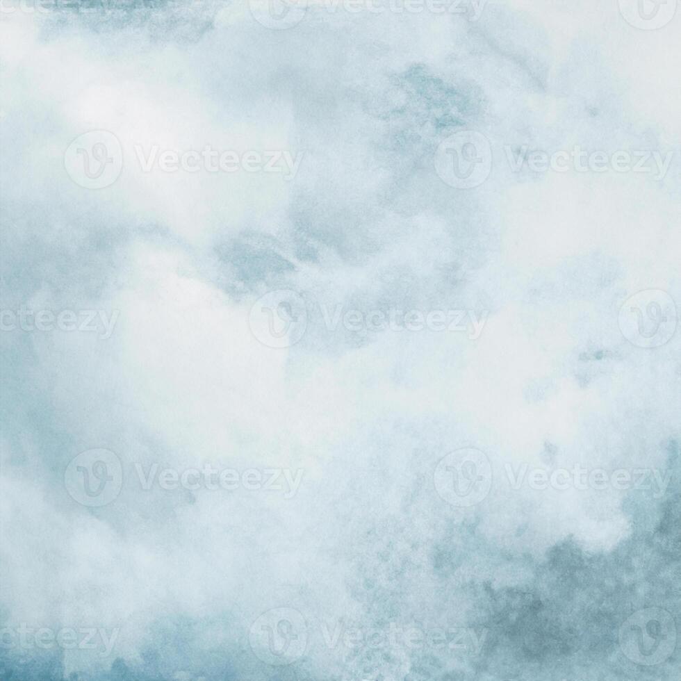 Winter Blue Ink and Watercolor Textures on White Paper, Abstract Hand Painted Background with Ombre Effects photo